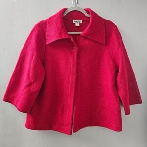 Christopher & Banks 100% Wool Button Front Collared Cardigan Sweater Cape